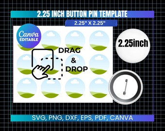 3 Inch Button Pin Canva Editable Template, Pin Button Template ...