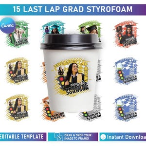 Styrofoam Bundle Cup Template, Graduation Party Cup Template, Graduation Cup Stickers Template, Customizable Styrofoam Cup Design