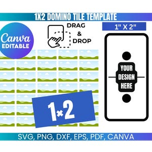 1x2 Domino Tile Template, Domino Tile Template SVG, Round Corner Domino Tile Template, Domino Tile Sublimation Template, Rectangle Template
