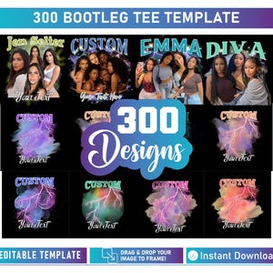 Easy Canva Editable Template Bundle, 90s Shirt, Face Photo Birthday Tee, Pack Editable in Canva, Personalized Girlfriend Picture Tee