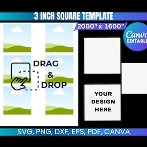 Square Template, Square Design Template, Square Label Template, Magnet Sublimation Template, Square Sticker Template, 3 Inch Square Template