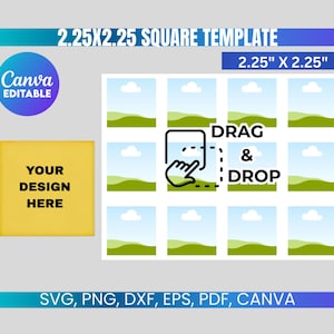 Square Template, Square Sticker Template, Magnet Template, Square Label Template, 2.25 x 2.25 Square Template, Square Template 2.25 Inch