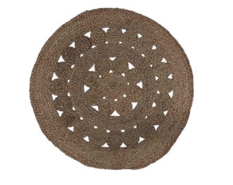 Handgewebter geflochtener Juteteppich: Rundgewebte Boho-Farmhausmatte