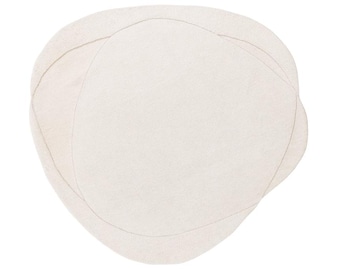 Handmade Ivory Wool Rug: Round Abstract Modern Area Carpet