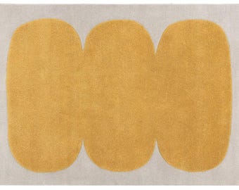Hand Tufted Wool Area Rug: Mustard Yellow Geometric Oval 8x10