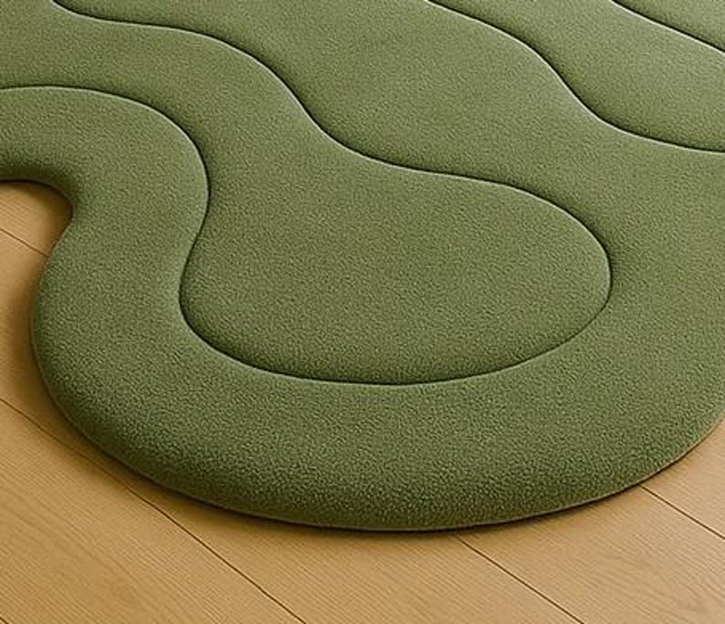 Green Earthy Pattern Rug Green Wool Tufted Rug: Organic Modern Area Carpet - Etsy