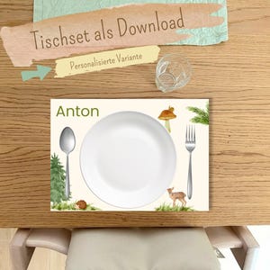 Tischset Waldtiere mit Name - Montessori-inspiriert - Digitaler Download