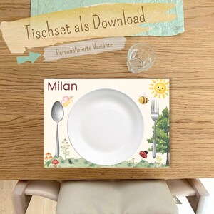 Tischset Blumenwiese mit Namen - Montessori-inspiriert - Personalisierter Digitaler Download