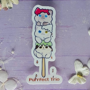 Kawaii Cat Dango Sticker: Japanese Dessert Vinyl Decal