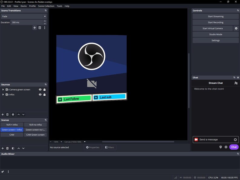 Arc Raiders in-game overlay for OBS Studio – matching HUD style, .json auto setup, PNG, sci-fi stream design image 6