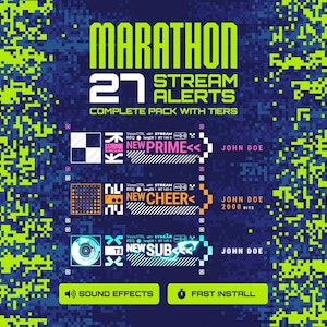 Marathon Stream Alerts Pack – 27 Animated Alerts for Twitch, YouTube & Kick – Sci-Fi Gaming Overlay