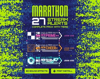 Marathon Stream Alerts Pack – 27 Animated Alerts for Twitch, YouTube & Kick – Sci-Fi Gaming Overlay