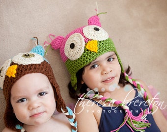 Crochet Pattern Owl Hat Photo Prop all sizes PDF Pattern No 22 Permission to Sell Finished Items