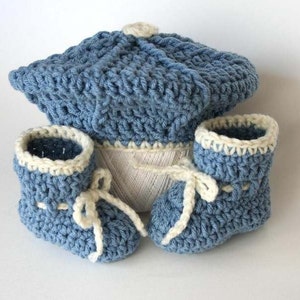 Crochet PDF Pattern No 17 Baby Boy Beret Hat and Booties, Permission to ...