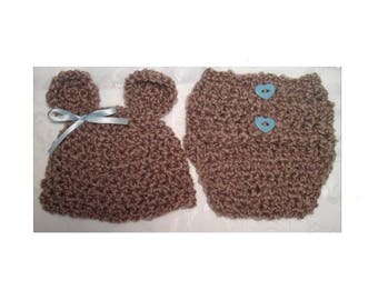 Crochet Pattern, Bear Hat and Diaper Cover Newborn Size PDF Pattern No 26 Permission to sell finished Items