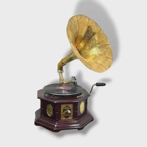 Antique HMV Gramophone Fully Functional Working Phonograph, win-up record player