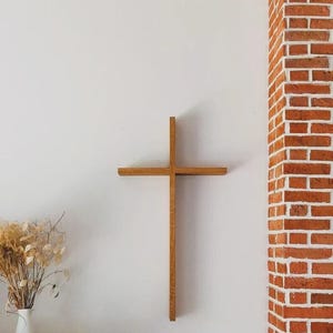 Spritual Extra Large Wooden Wall Cross Modern Minimalist (oak) Handmade Gift