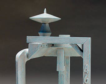 Abstrakte Skulptur von Automaten Hersteller Tom Haney - Außenposten 460 - Unikat-Holz-Skulptur - Sammlerstücke Kunstobjekt - Geschenk für ihn - Geschenk für Sie