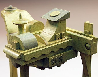 Abstrakte Skulptur von Automaten Hersteller Tom Haney - Außenposten 908 - Unikat - Holzskulptur - Sammlerstücke Kunstobjekt - Geschenk für jedermann