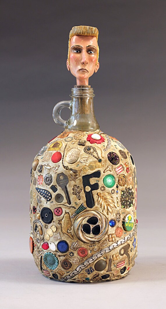 Memory Jug with Custom OOAK Head by Tom Haney Etsy
