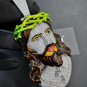 Iced out Jesus pendants | Jesus head pendant | Christian gift for men| hip hop jesus pendant | 925 sterling silver | Moissanite pendant