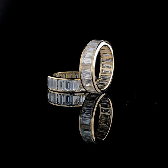 Channel Set Moissanite Wedding Band ,baguette Moissanite Bridal