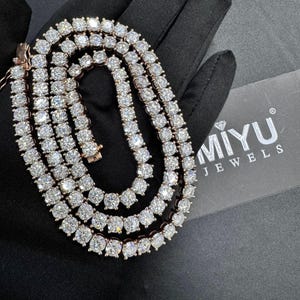 5 mm round tennis Necklace for Unisex 925 sterling silver premium tennis chain VVS Moissanite diamond iced out tennis chain