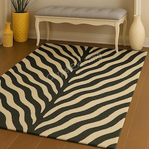 Handgefertigter Teppich, Wolle, getuftet, Beige und Olivgrün, Zebramuster, 5x8 6x9 8x10 9x12 10x14, Teppich für Schlafzimmer, Wohnbereich, Flur