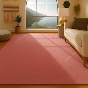 Blush Pink Hand Tufted Rug, Solid Wool Area Rug for Living Room Bedroom Nursery Entryway Kitchen Office 5X8 6X9 8X10 9X12 10X14 Custom Rug
