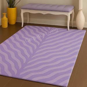 Handmade Wool Tufted Area Rug, Lavender and Lilac Zebra Print Rug, 5x8 6x9 8x10 9x12 10x14, Carpets for Bedroom, Hall, Living Area, Office