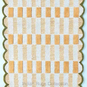 Matilda Hand Tufted Wool Area Rug with Borders 100% Woolen Handmade Rug Green and Brown Carpet For Bedroom, Living Room and Dining Room