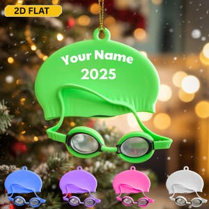 Personalized Name Swimming 2D Flat Ornament, Custom Swimmer Ornament, Swimming Lovers Gift, Sport Gift, Swim Team Ornament, Swimmer Gift