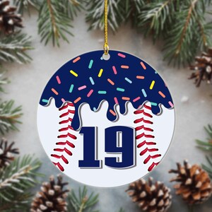 Personalized Baseball Ornament, Baseball Lovers Gifts, Custom Baseball Jersey Number Ornament, Baseball Coach Gift, Gift for Team Player