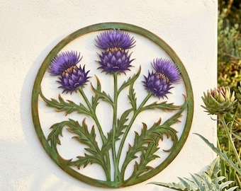Scottish Thistle Metal Sign, Large Round Wall Art, Housewarming Gift, Metal Wall Art, Minimalist Decor, Nature Lover Home Gift