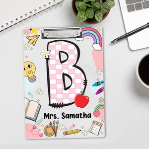 Custom Teacher Clipboard alphabet Name, Personalized Teacher Back To School Gift, Thank You Gift for Teacher, Teacher Flowers Clipboard gift
