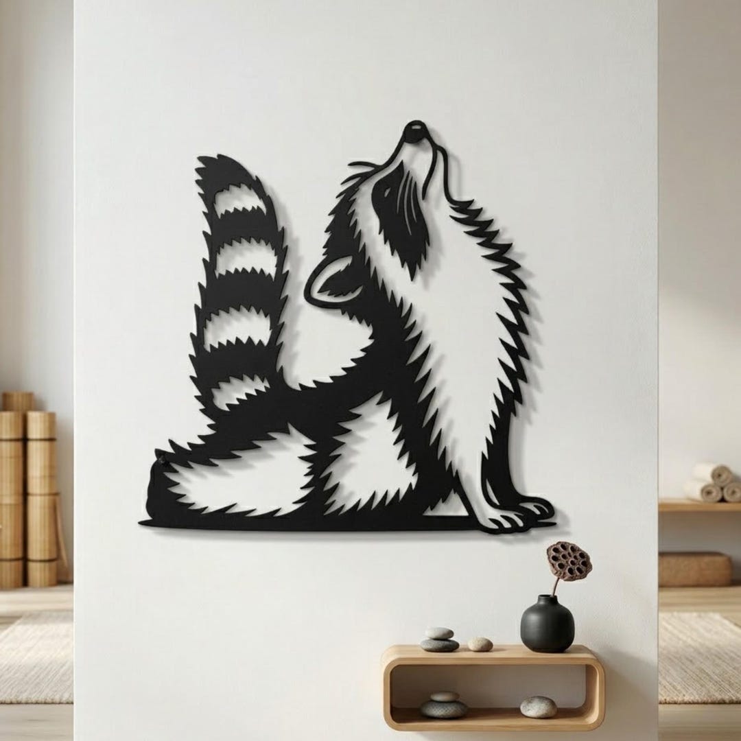 Metal Racoon Panel Raccoon Metal Wall Art, Woodland Animal Decor, Forest Wildlife Sign ...