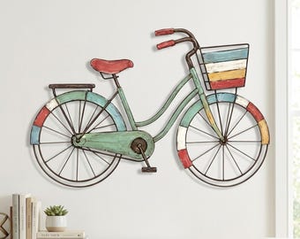 enseigne en métal vélo vintage, art mural vélo coloré, cadeau pour amateur de cyclisme, décoration d'intérieur rétro, art thème vélo, cadeau motard