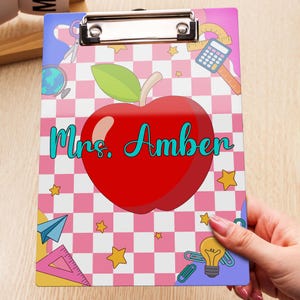 Custom Teacher Clipboard Glitter Name, Personalized Teacher Back To School Gift, Thank You Gift for Teacher, Teacher Apple Clipboard gift