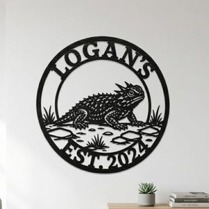 Personalized Lizard Metal Sign, Custom Established Date Sign, Reptile Lover Metal Sign, Personalized Wall Art, Custom Last Name Sign