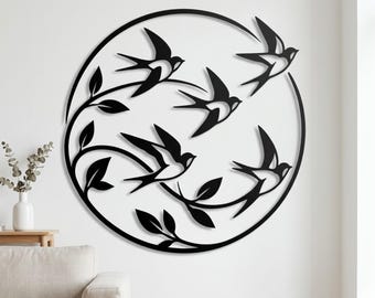 Swallow Bird Metal Sign, Flying Birds Wall Art, Nature Wall Decor, Bird Metal Art, Minimal Home Decor, Modern Room Decor, Bird Lover Gift