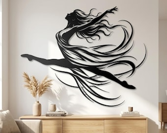 Ballerina Metal Sign, Graceful Dancer Wall Art, Flowing Dress Wall Decor, Ballet Studio Metal Art, Dance Lover Gift, Modern Home Accent