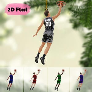 Personalized Basketball Christmas Ornament, Custom Basketball Players 2d Flat Acrylic Ornament, Basketball Keepsake, Basketball Team Gift