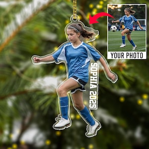 Personalized Soccer Ornament, Custom Sport Gift for Kids, Soccer Team Keepsake, Soccer Player Christmas Decoration, Soccer Christmas Gift