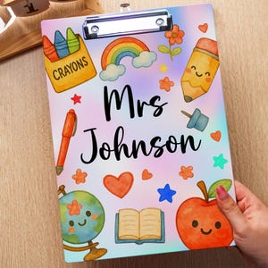 Custom Teacher Rainbow Clipboard With Name, Personalized Teacher Back To School Gift, Thank You Gift for Teacher, Teacher Appreciation Gifts
