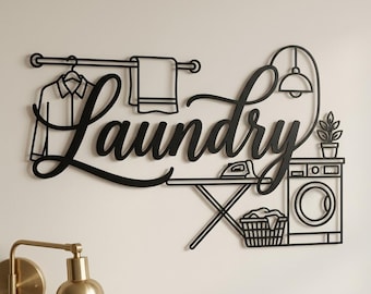 Laundry Room Metal Wall Art, Farmhouse Laundry Sign, Rustic Laundry Room Decor, Laundry Wall Hanging