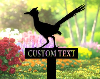 Roadrunner in metallo, regalo Roadrunner, arte da giardino, cartello Roadrunner, giardino Roadrunner, uccello del deserto del sud-ovest, arte di nascita, decorazioni da giardino, palo per animali