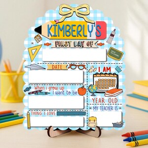 Letrero personalizado para el primer día de clases, letrero de regreso a clases con lápiz, letrero escolar para estudiantes, letrero para el primer día de clases, regalo para niños.