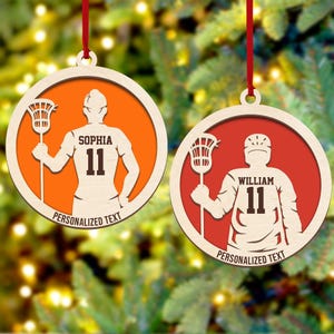 Personalized Lacrosse Ornament, Layered & Engraved Custom  Lacrosse Player Ornament,  Lacrosse Player Gift, Sports Jersey, Lacrosse Player
