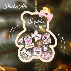 Baby&#39;s First Christmas Ornament, Personalized Baby 1st Christmas Ornament, Custom New Baby Gift, 4D Shake Keepsake Ornament, Baby Keepsake