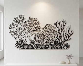 Korallenriff-Metallwand-Kunst, Küstenozean-Dekor, Housewarminggeschenk, nautisch unter dem Meereswandbehang
